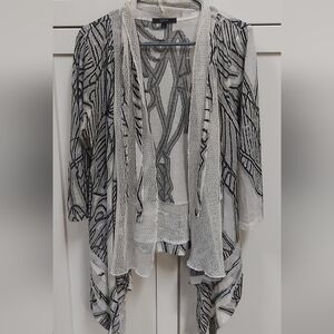 CATIVA Topper Cardigan BLACK CREAM Sz L